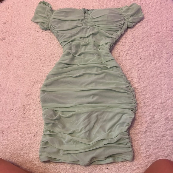 Windsor Light Green Ruched Dress - Picture 1 of 2